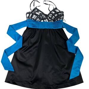 Heart Soul Prom Formal Cocktail Dress Medium Black White Plaid & Turquoise